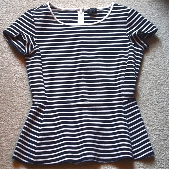 Theory Panama Bimini Striped Peplum Top - Picture 2 of 6